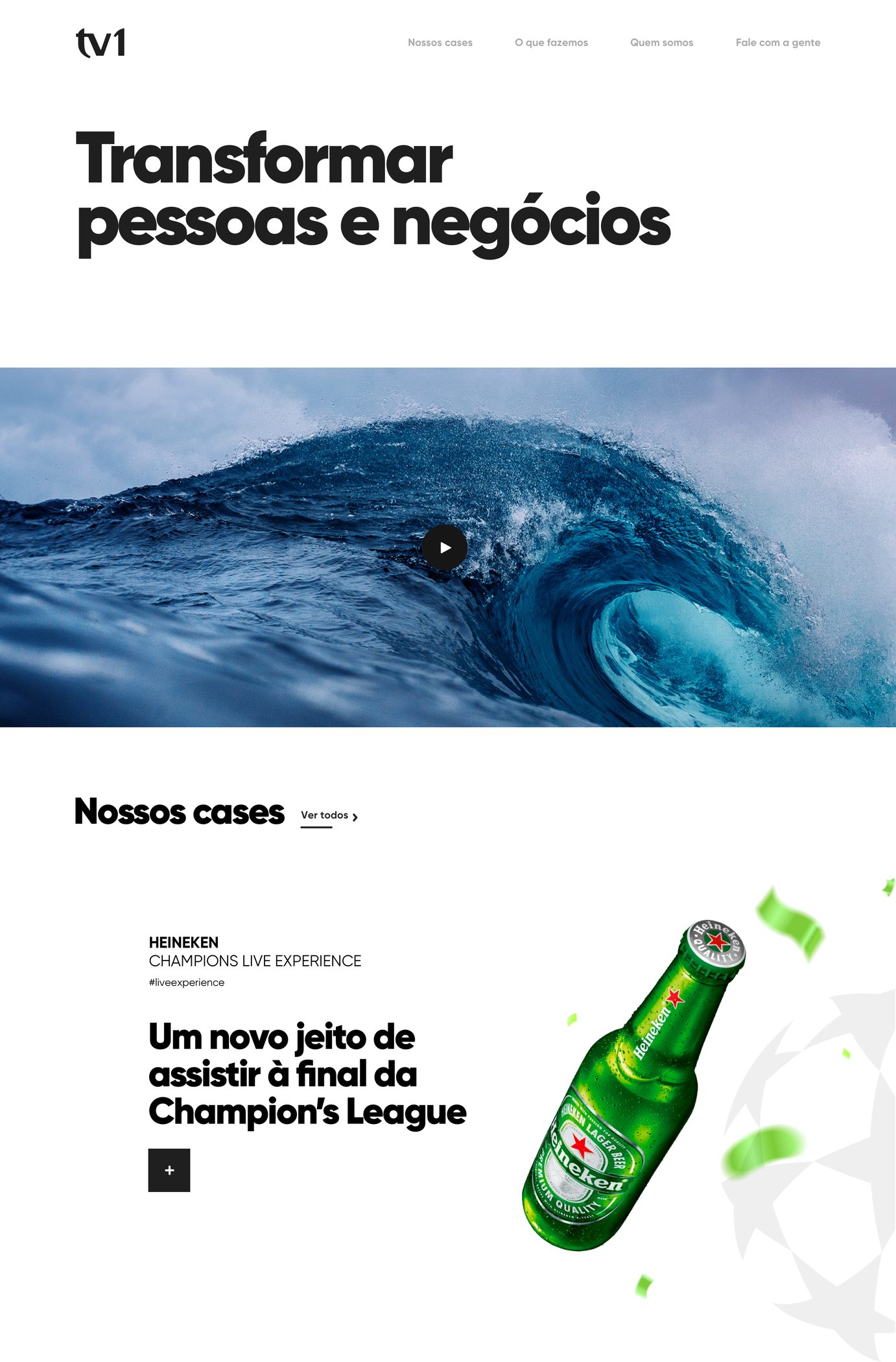 TV1 website homepage