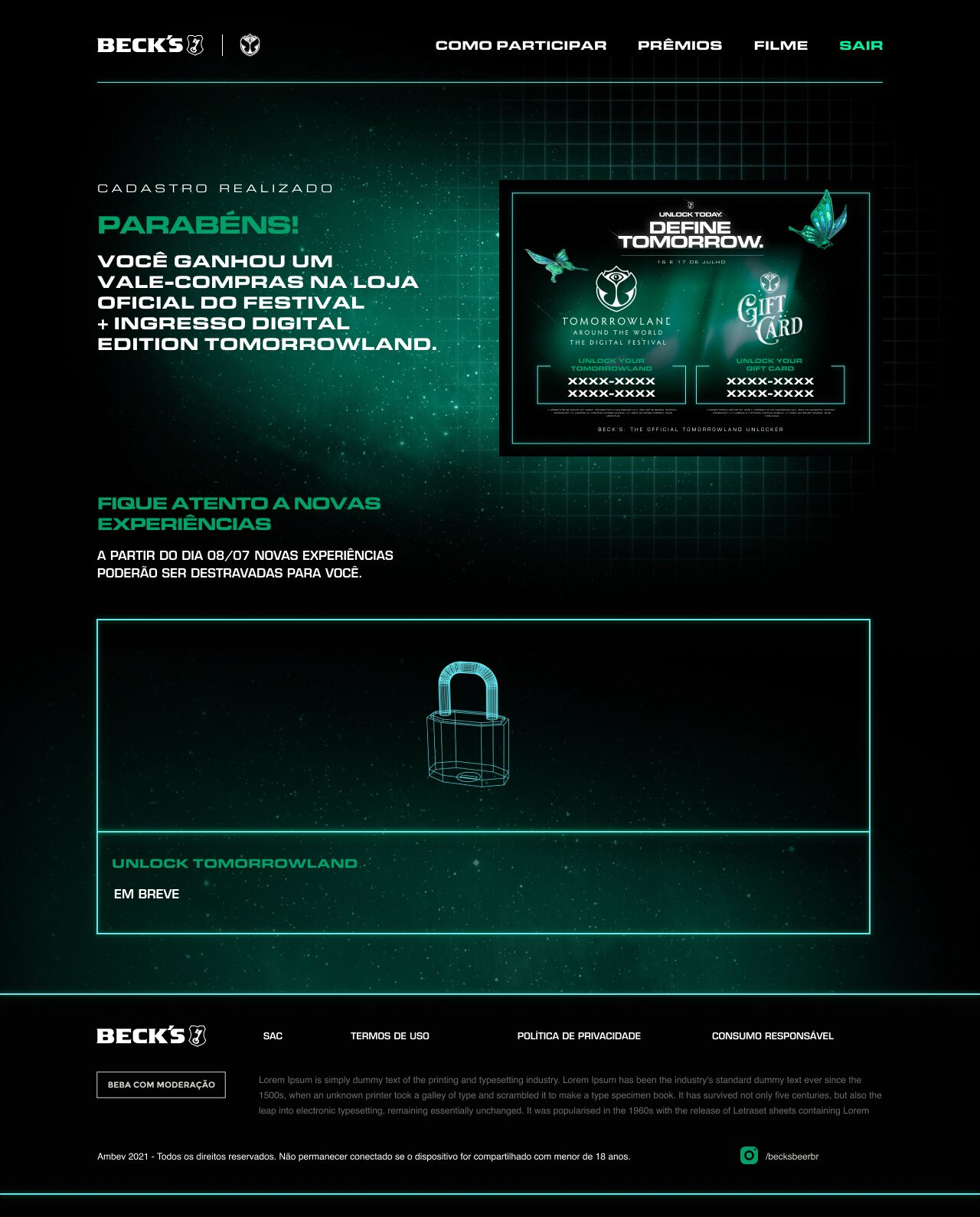 Beck's Village prize winner screen (prêmio 2).