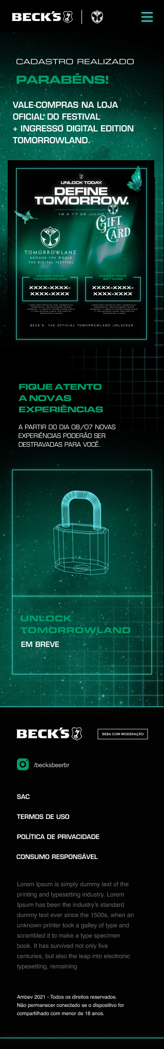 Beck's Village prize reveal (winner), mobile.