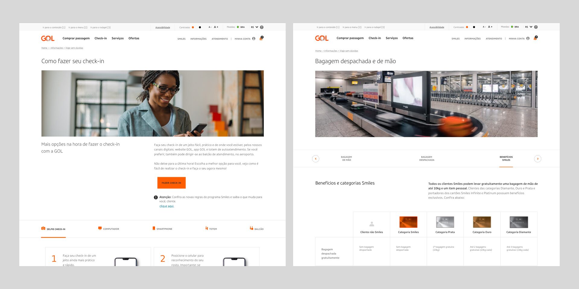 Shipped voegol.com.br on desktop, the brand system in production across the main booking surface.