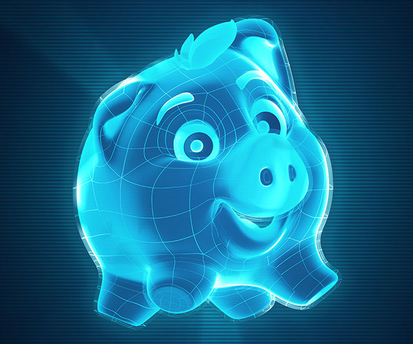 The Poupa Troco piggy facing forward, smiling.